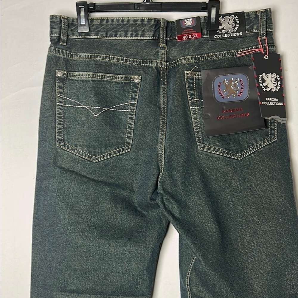 Karizma Collections Men's Jeans Size 40/32 Vintage Blue Wash - Picture 4 of 9